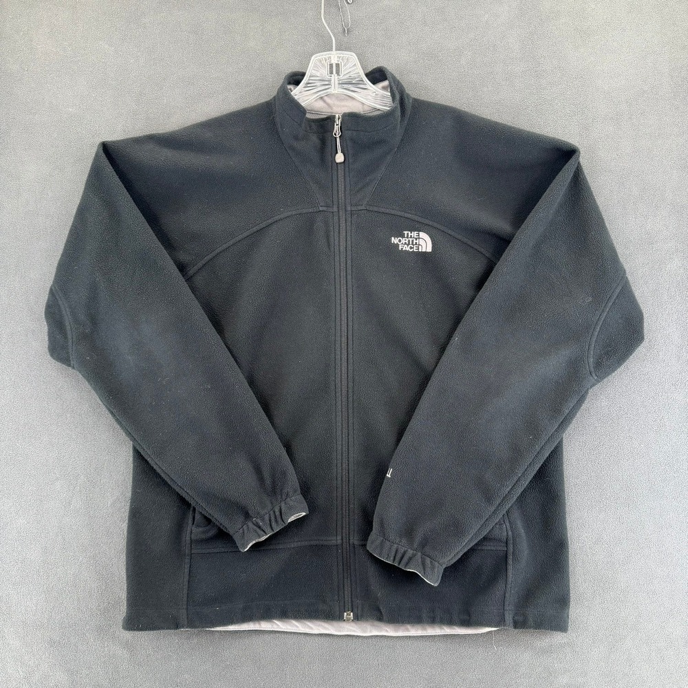 The North Face Windwall Fleece Jacket Womens XL Black Full Zip Mock Neck Logo